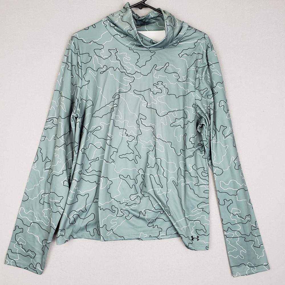 Under Armour XL Cold Gear‎ Funnel Neck Pullover Green Camo Base Layer Running